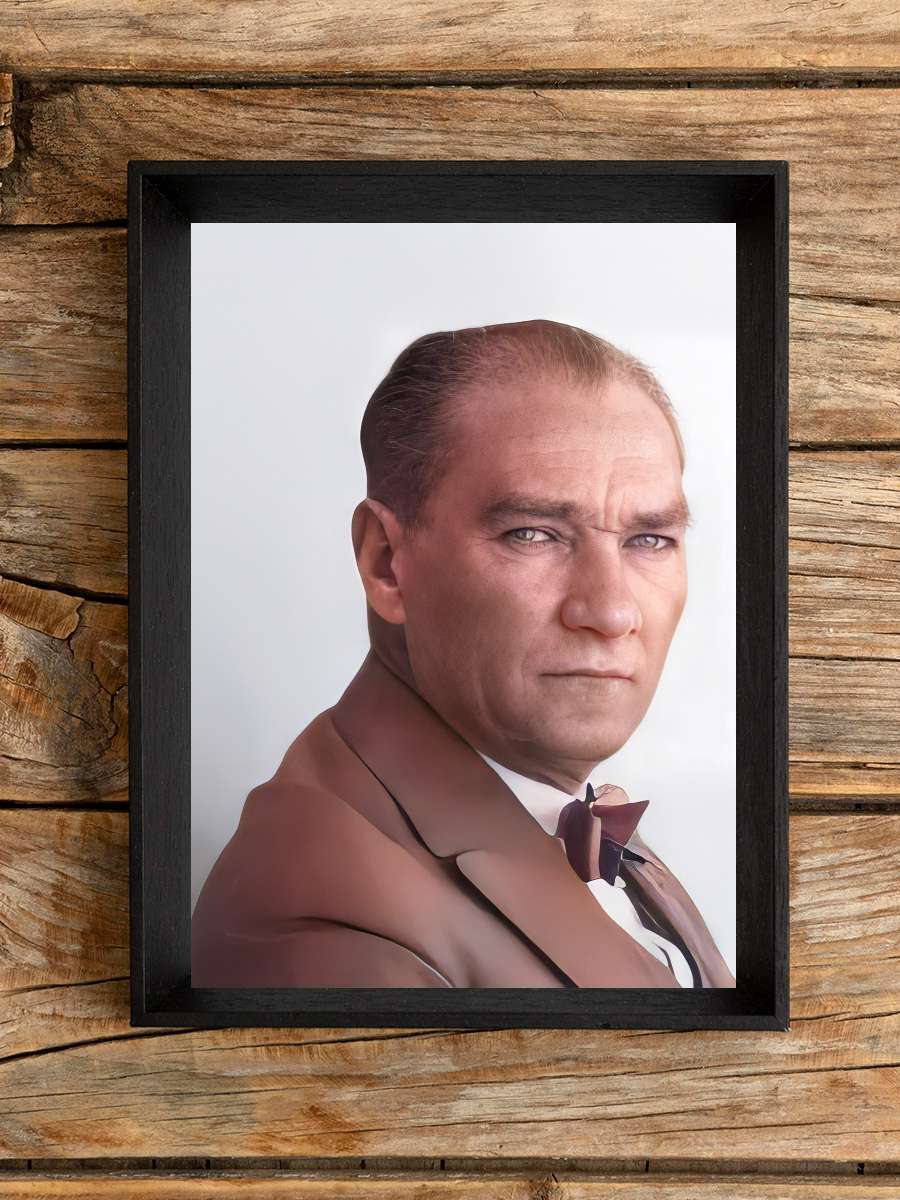 Atatürk Poster Tablo Siyah Çerçeveli Atatürk Duvar Tablo