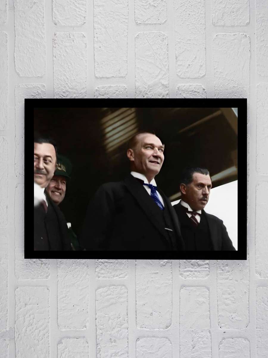 Atatürk Poster Tablo Siyah Çerçeveli Atatürk Duvar Tablo