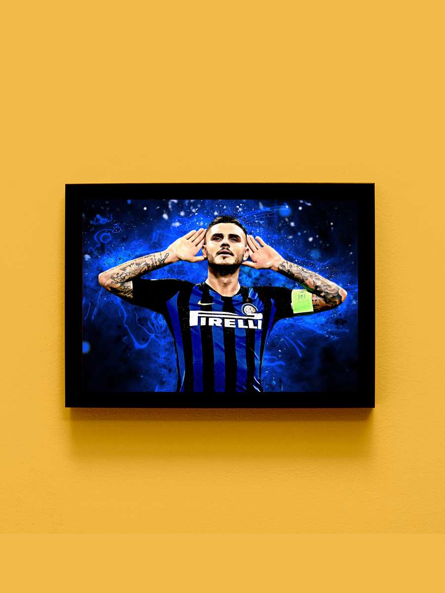 Mauro Icardi Futbol Tablo Siyah Çerçeveli icardi Poster Duvar Tablo