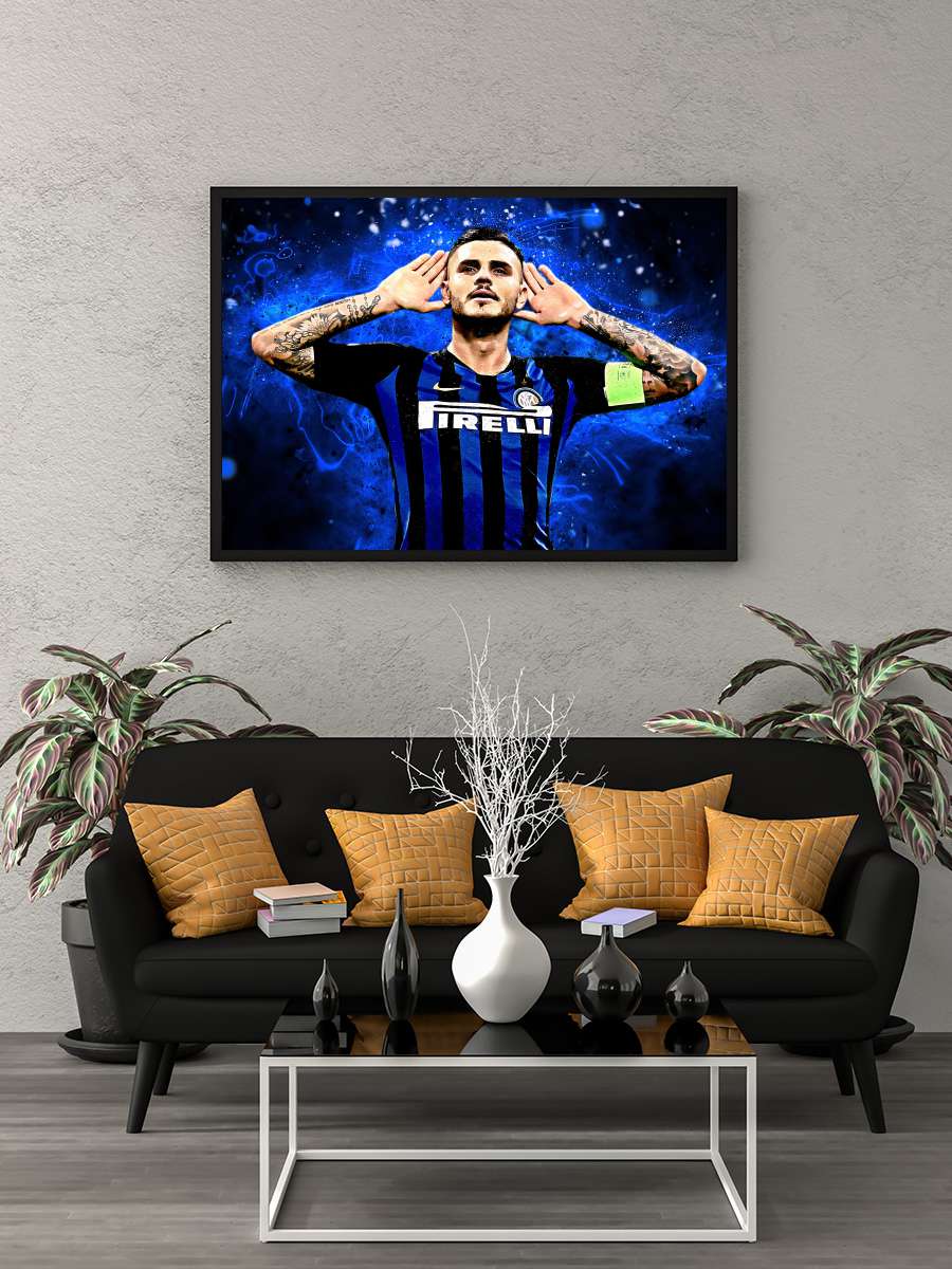 Mauro Icardi Futbol Tablo Siyah Çerçeveli icardi Poster Duvar Tablo