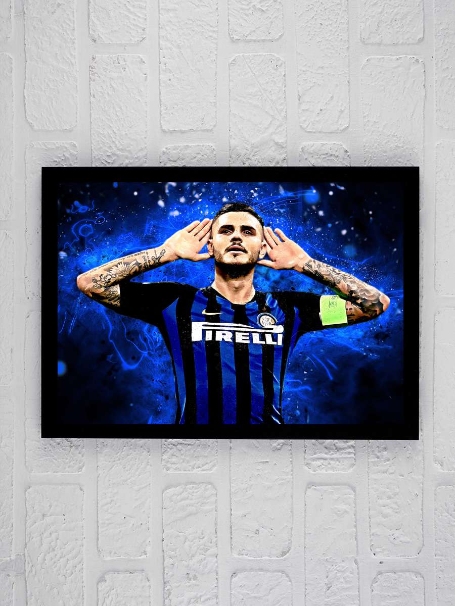 Mauro Icardi Futbol Tablo Siyah Çerçeveli icardi Poster Duvar Tablo