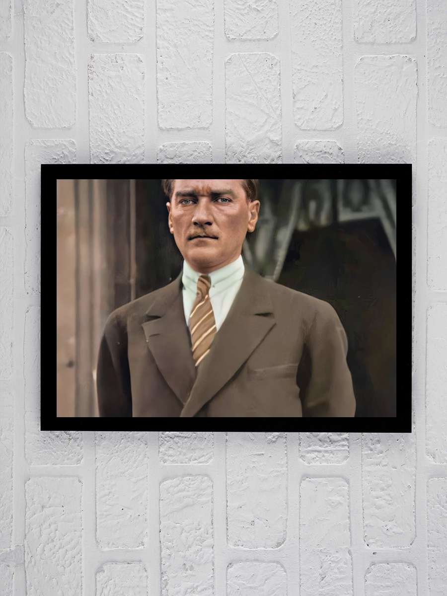 Atatürk Poster Tablo Siyah Çerçeveli Atatürk Duvar Tablo