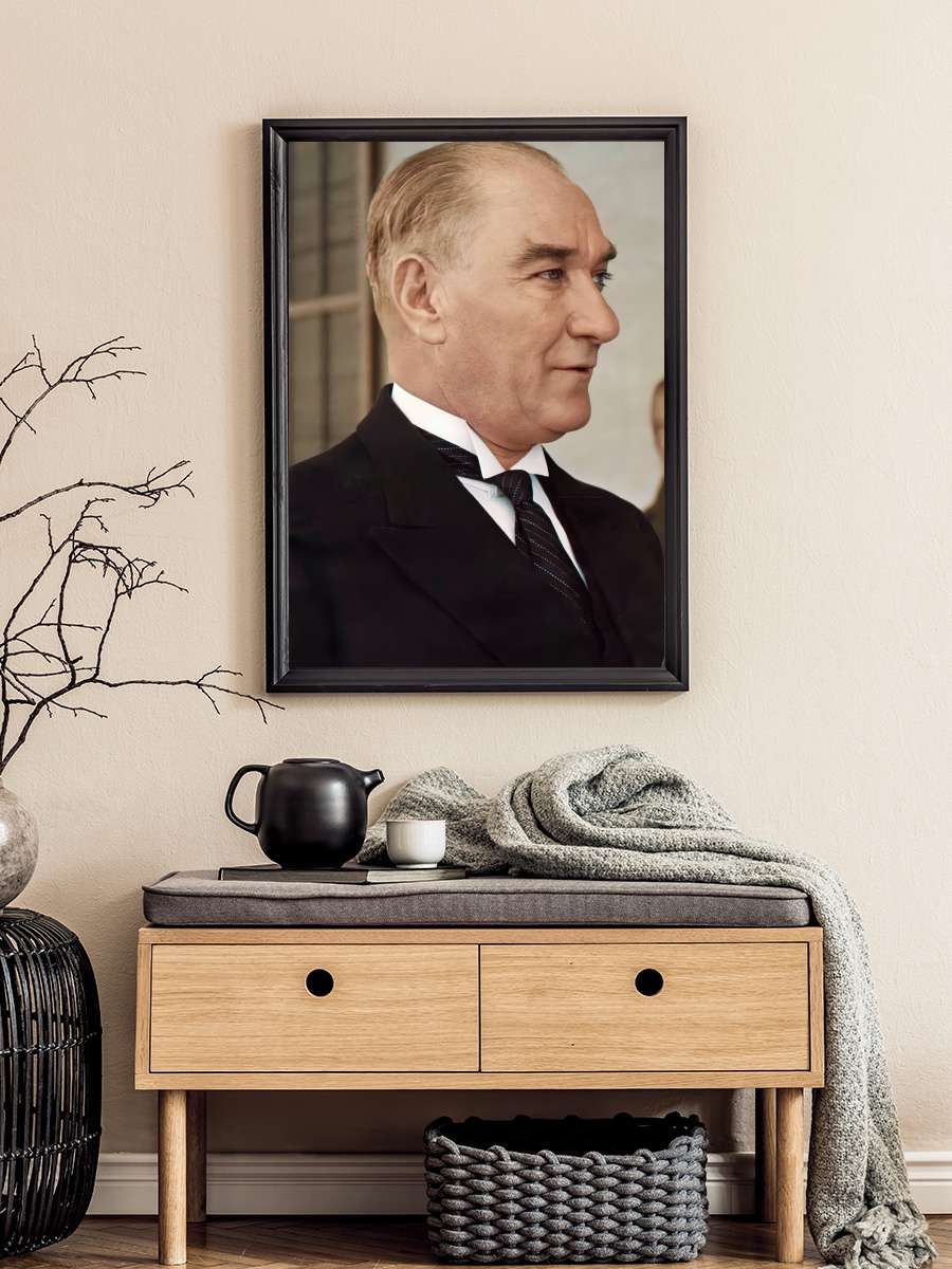 Atatürk Poster Tablo Siyah Çerçeveli Atatürk Duvar Tablo