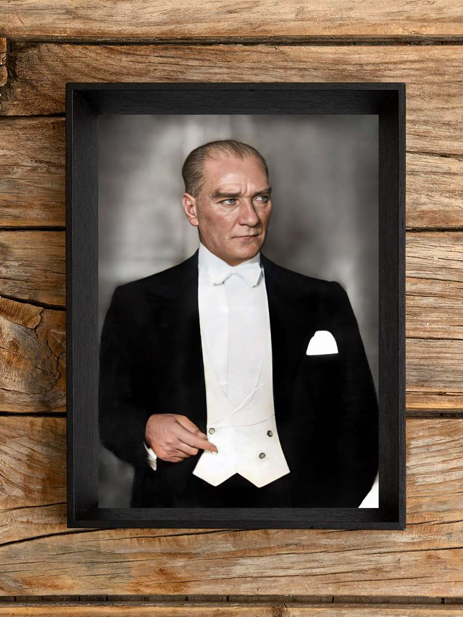 Atatürk Poster Tablo Siyah Çerçeveli Atatürk Duvar Tablo