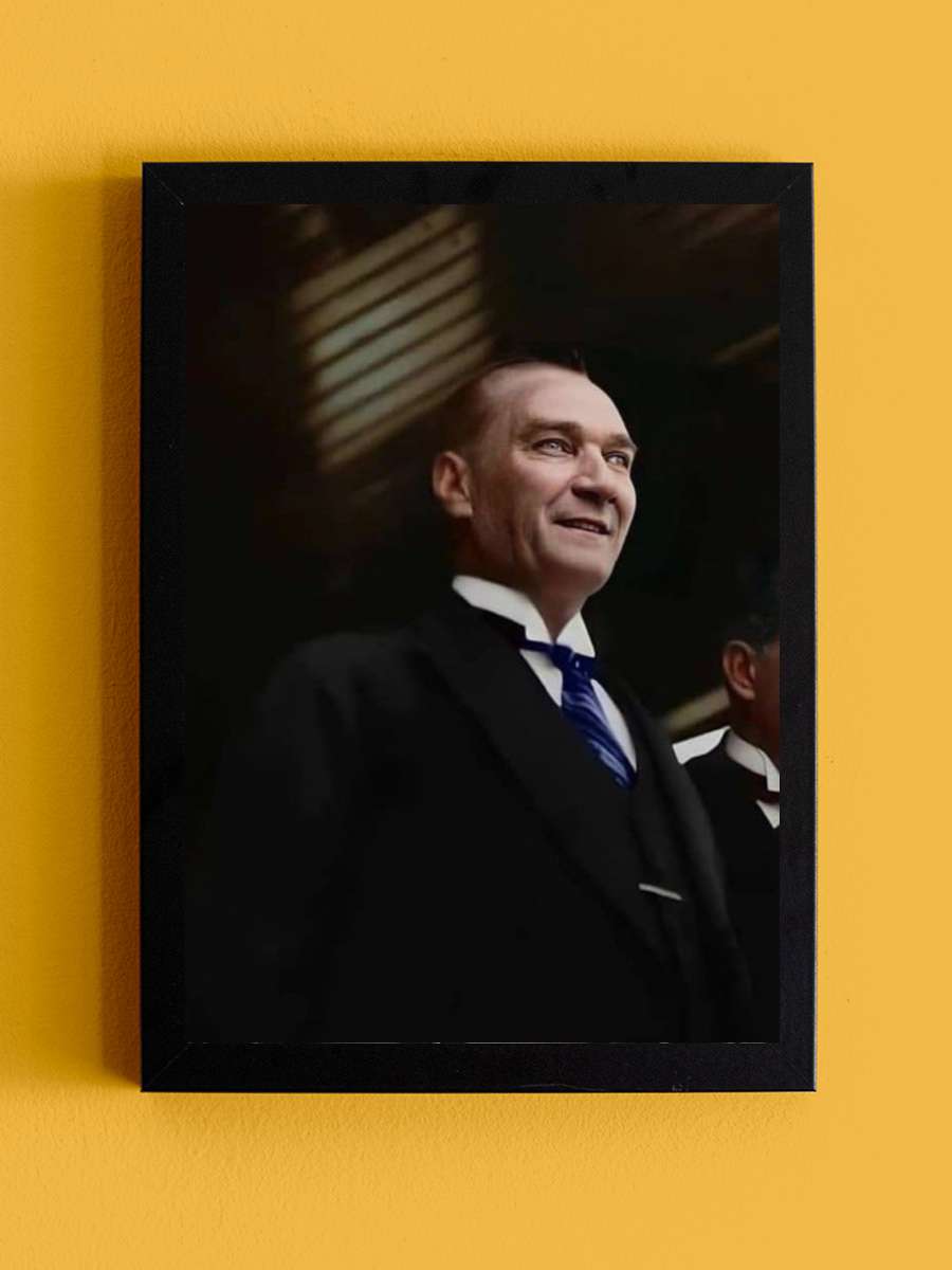 Atatürk Poster Tablo Siyah Çerçeveli Atatürk Duvar Tablo