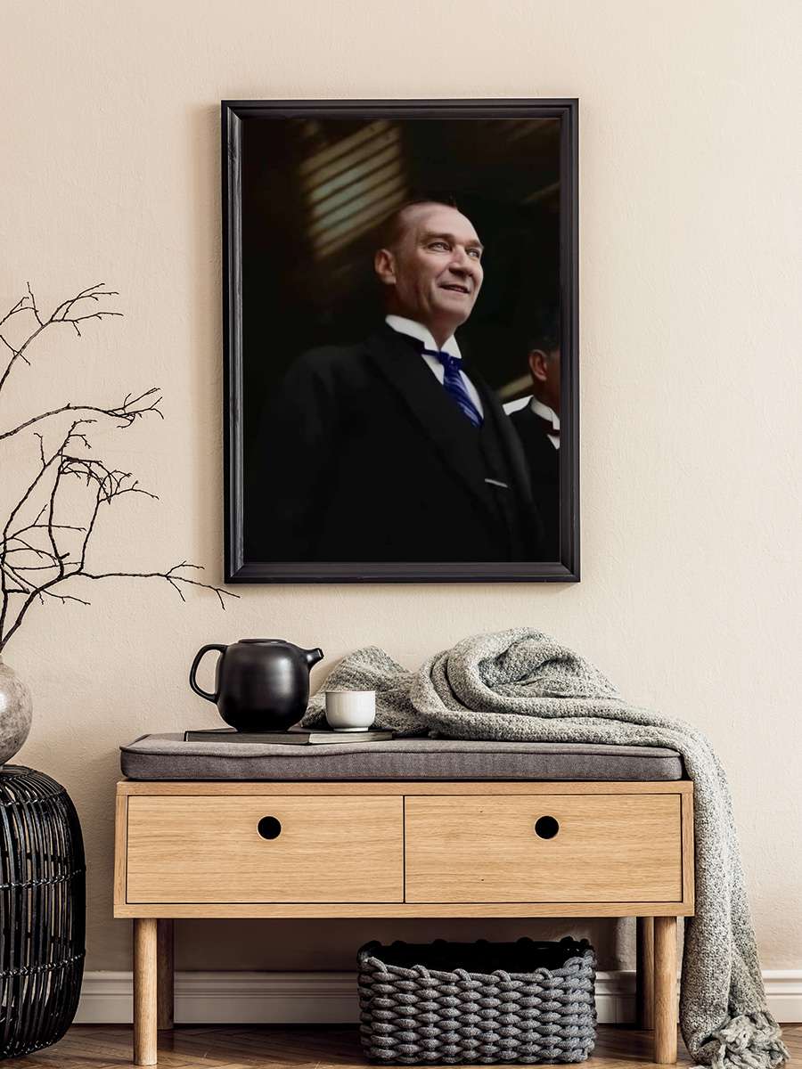 Atatürk Poster Tablo Siyah Çerçeveli Atatürk Duvar Tablo