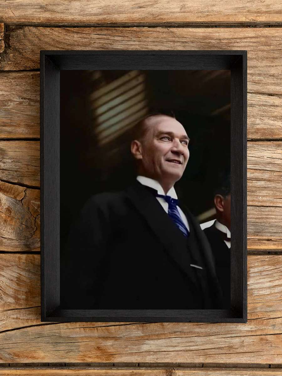 Atatürk Poster Tablo Siyah Çerçeveli Atatürk Duvar Tablo