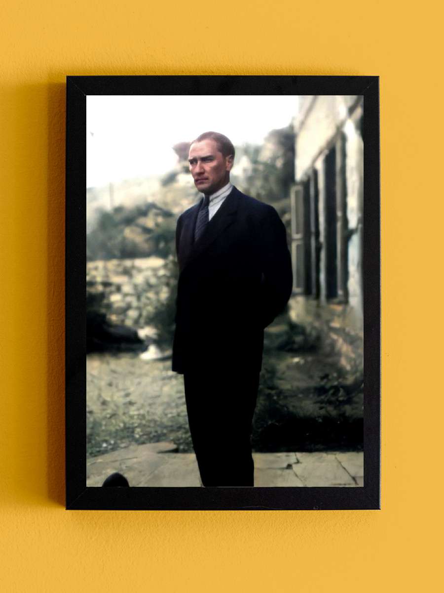 Atatürk Poster Tablo Siyah Çerçeveli Atatürk Duvar Tablo