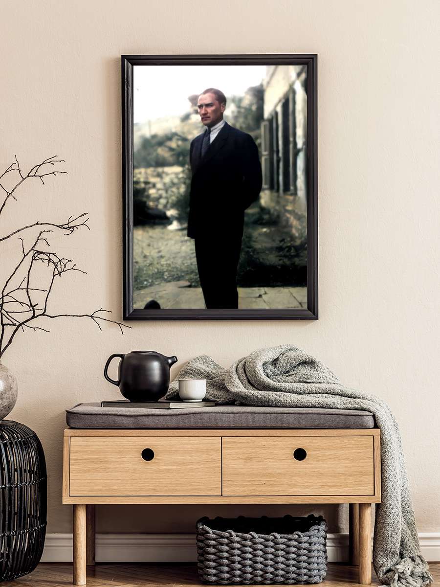 Atatürk Poster Tablo Siyah Çerçeveli Atatürk Duvar Tablo