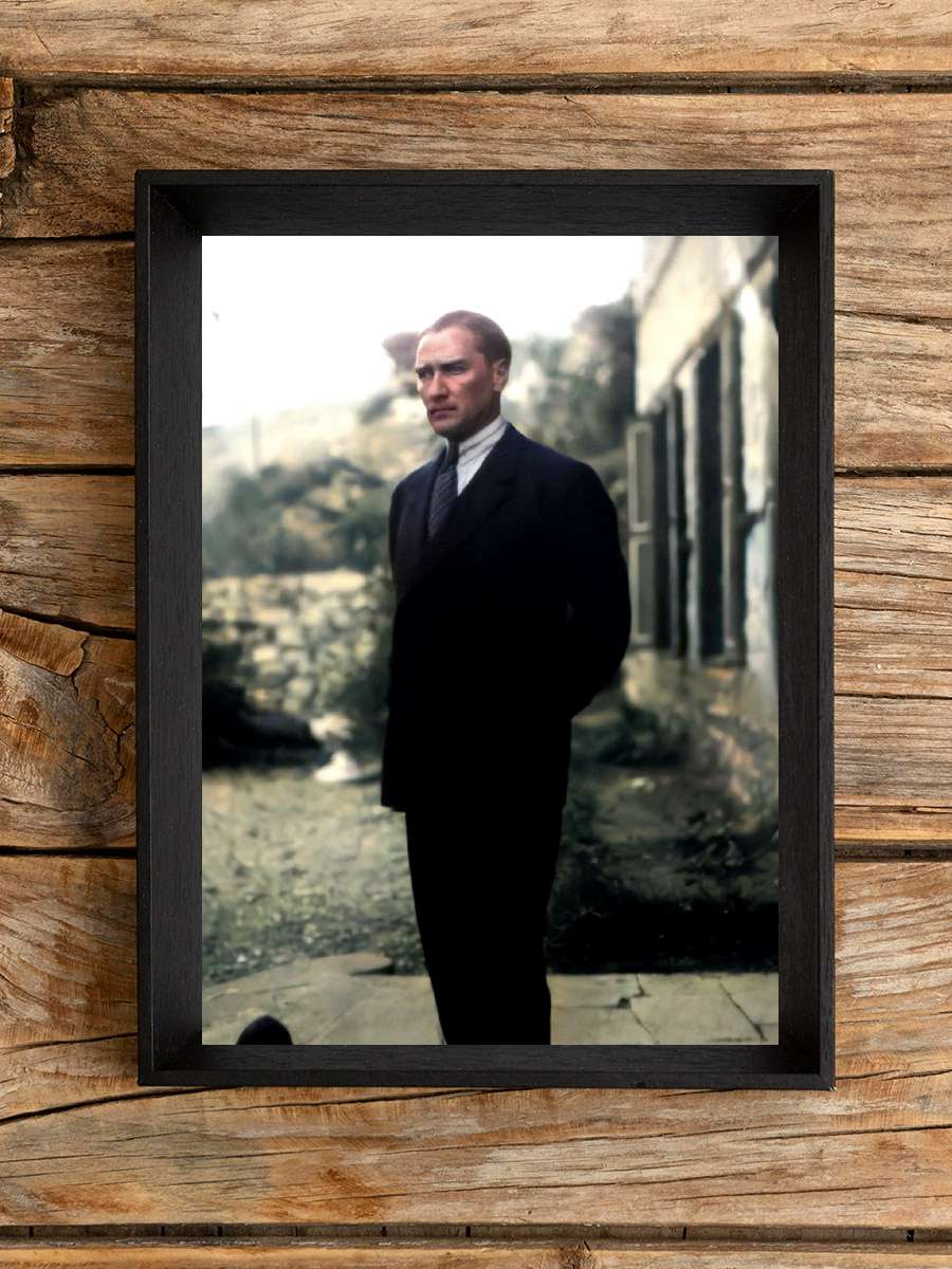 Atatürk Poster Tablo Siyah Çerçeveli Atatürk Duvar Tablo