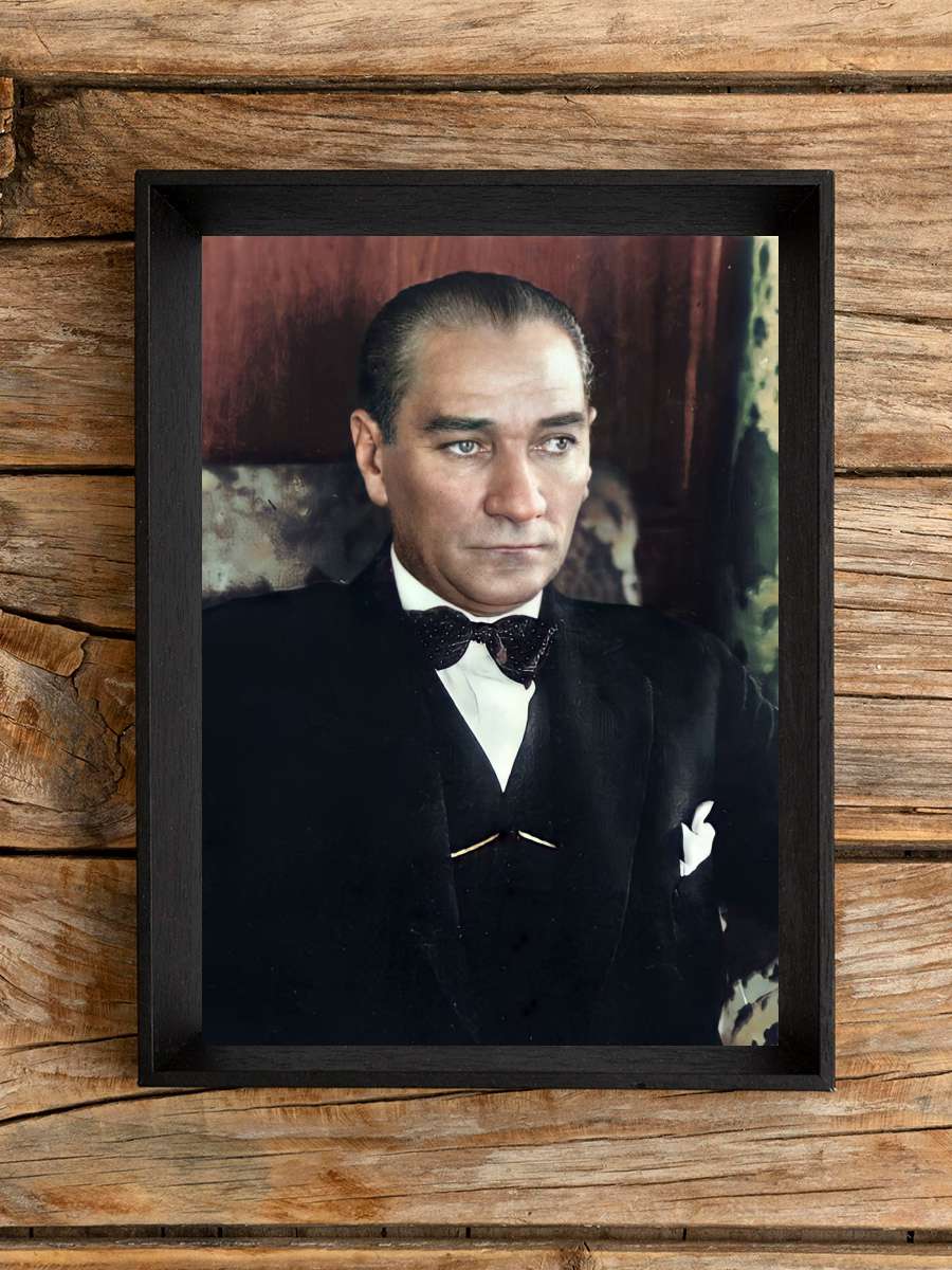 Atatürk Poster Tablo Siyah Çerçeveli Atatürk Duvar Tablo